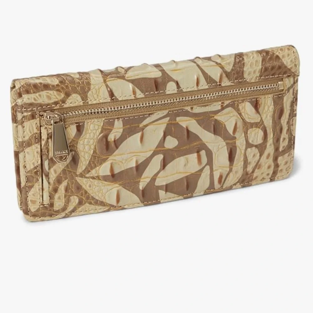 Brahmin Ady Wallet Stepping Stone Melbourne ID Genuine Leather Croc Embo Tan
